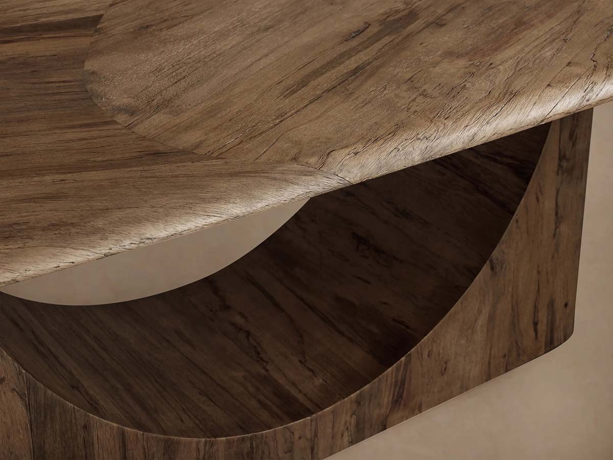 San Rafael Dining Table with Parquetry Top Hand-Aged Natural Primavera Wood