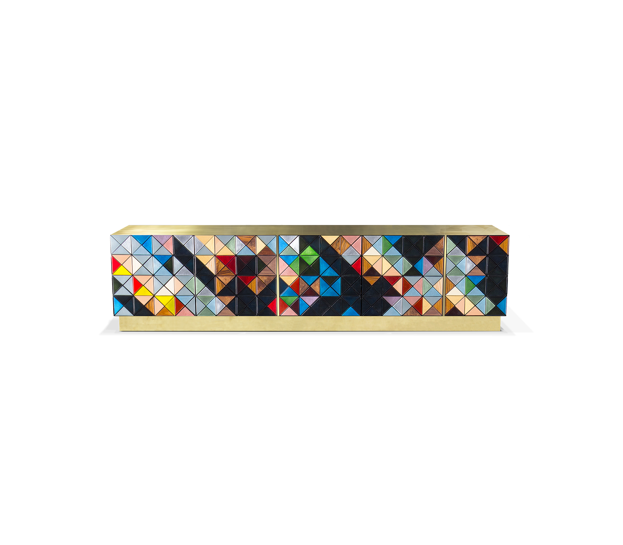 Luxury Walnut Media Console with Pixel-Inspired Design & Hidden Storage