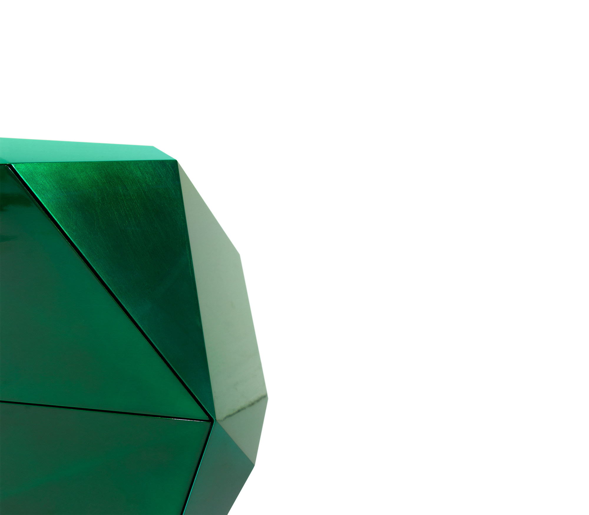 Luxury Emerald Green Sideboard Cabinet with Diamond-Inspired Faceted Design