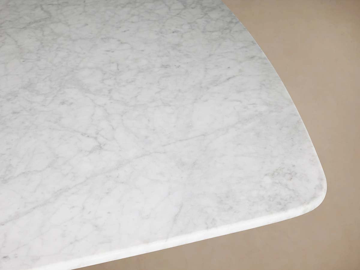 Saint Germain Stone Dining Table with Natural Marble Top Wood Rennes Metal Base