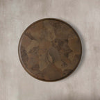 Pola Wood Round Plinth Coffee Table with Bare Steel Panels Base Wabi-Sabi Sytle Living Room Center Ash Tea Table