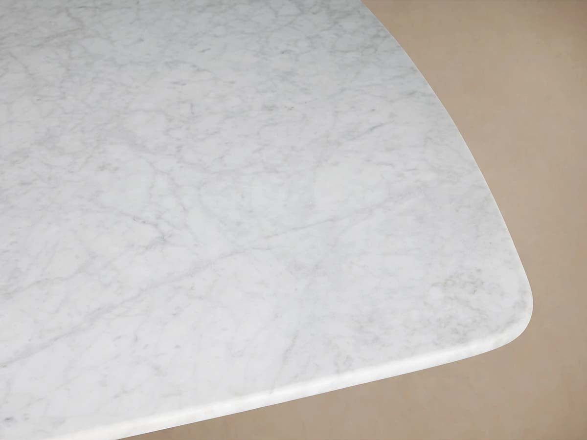 Saint Germain Stone Dining Table with Natural Marble Top Wood Dauphine Base