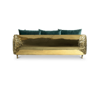 Luxury Imperfect Sculptural Sofa with Hammered Brass Frame & Artistic Design