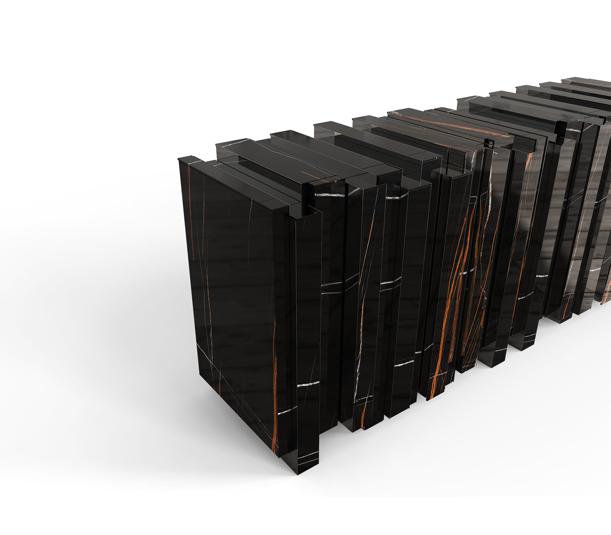 Luxury Sculptural Sideboard Cabinet with Black Gold Finish & Hidden Storage