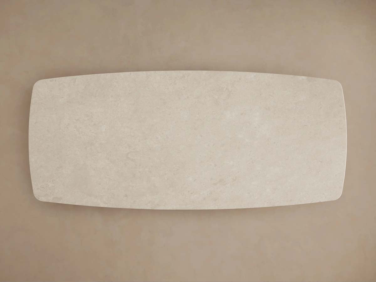 Saint Germain Stone Dining Table with Natural Stone Marble Wood Toulouse Base
