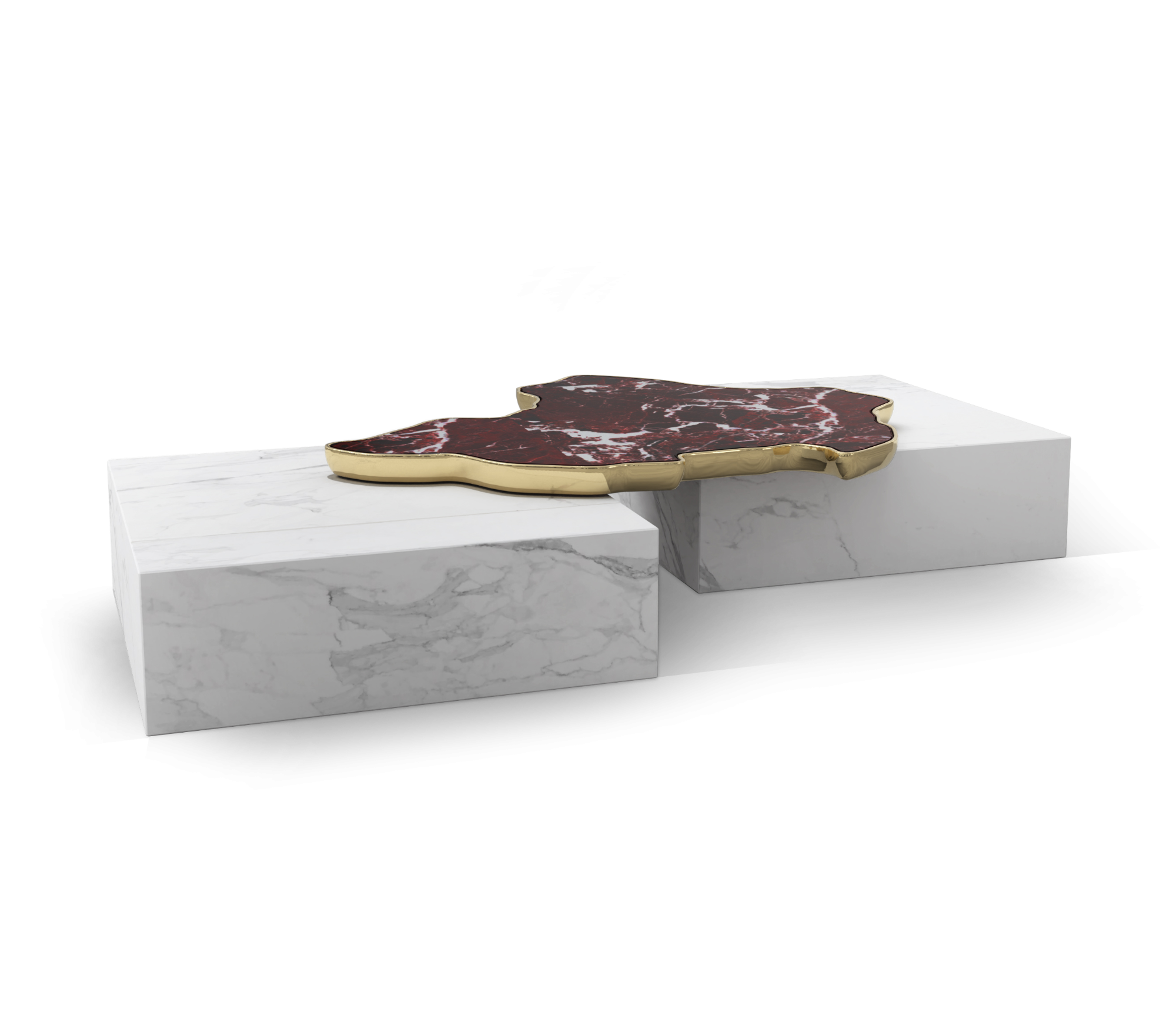 Luxury Black & White Coffee Table with Sculptural Design & High Gloss Finish