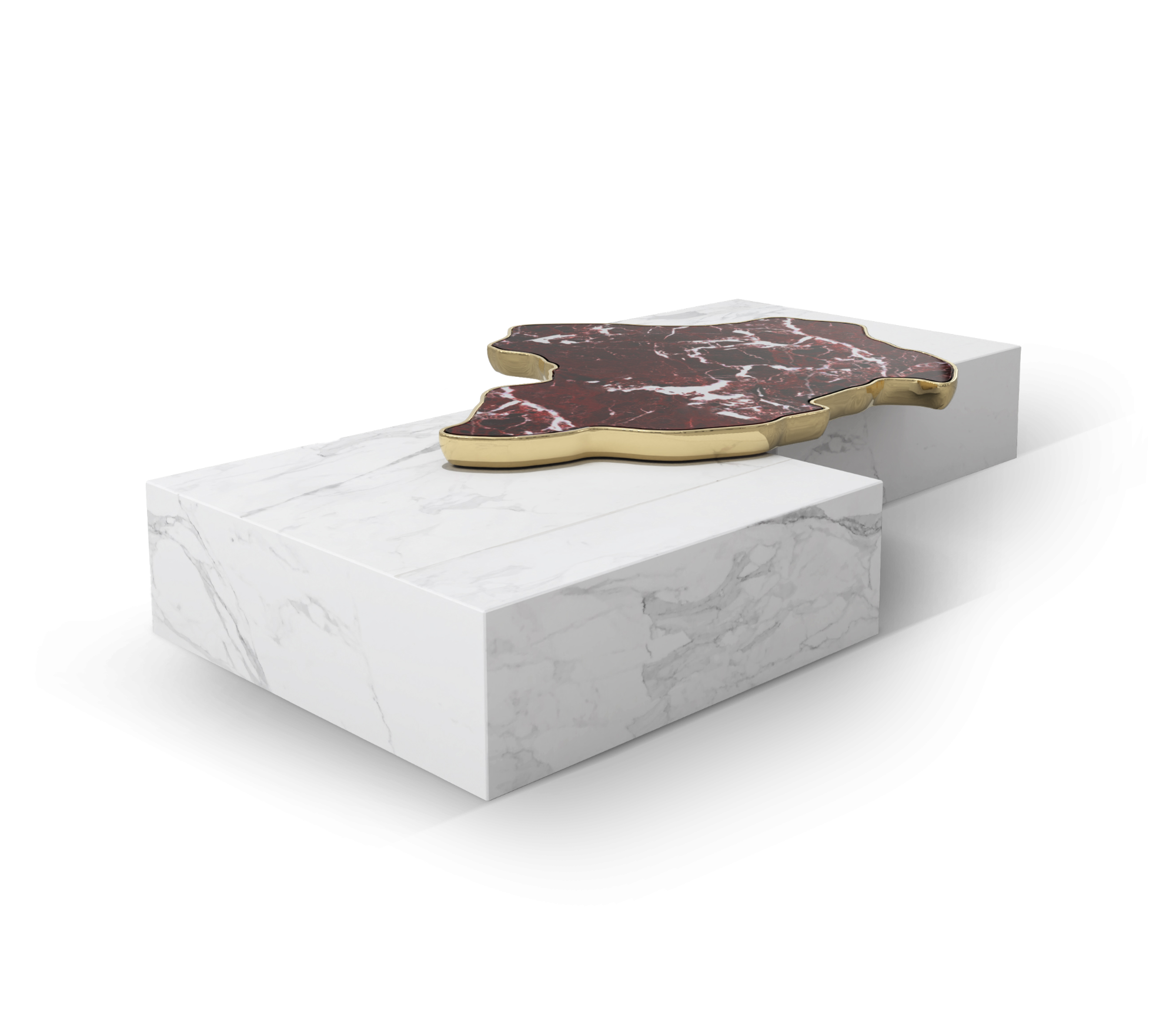 Luxury Black & White Coffee Table with Sculptural Design & High Gloss Finish