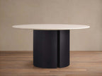 Saint Germain Round Dining Table with Marble Top Wood Dauphine Base