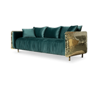 Luxury Imperfect Sculptural Sofa with Hammered Brass Frame & Artistic Design
