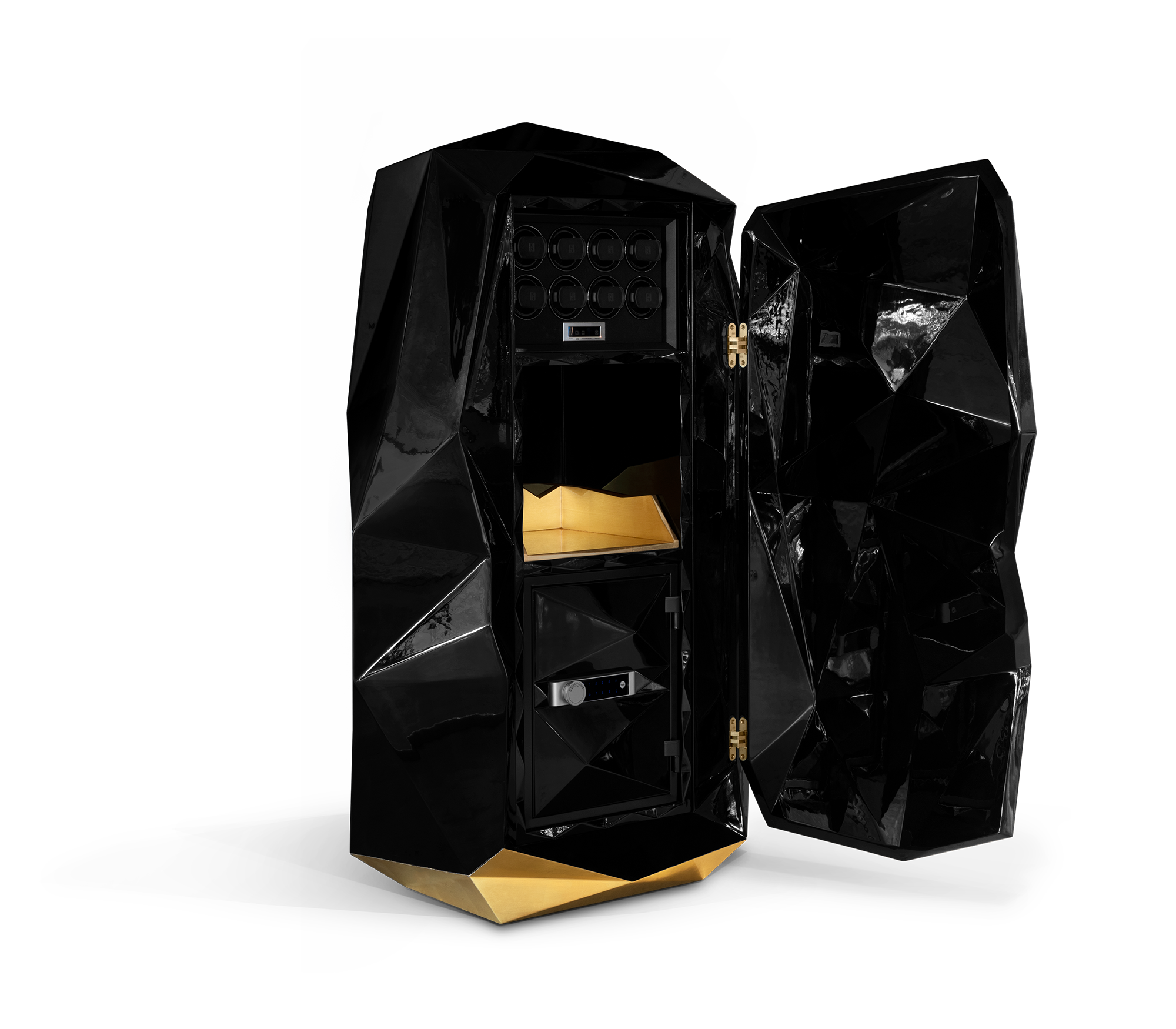Luxury Diamond Floor Safe with Hidden Watch Winder & Certified High-Security Storage System