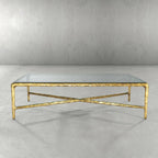 Thaddeus Metal Rectangular Glass Coffee Table Hand-Forged Living Sofa Center Tea Table