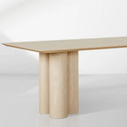 Rinde Rectangular Ash Wood Dining Table with Columnar Legs