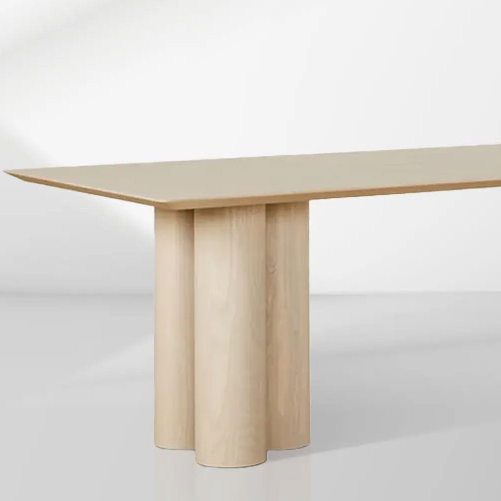 Rinde Rectangular Ash Wood Dining Table with Columnar Legs