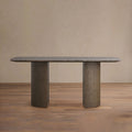Saint Germain Stone Dining Table with Natural Marble Top Wood Dauphine Base