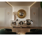 Luxury Diamond Sideboard Cabinet with Faceted Design & Hidden Storage