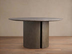 Saint Germain Round Dining Table with Marble Top Wood Dauphine Base
