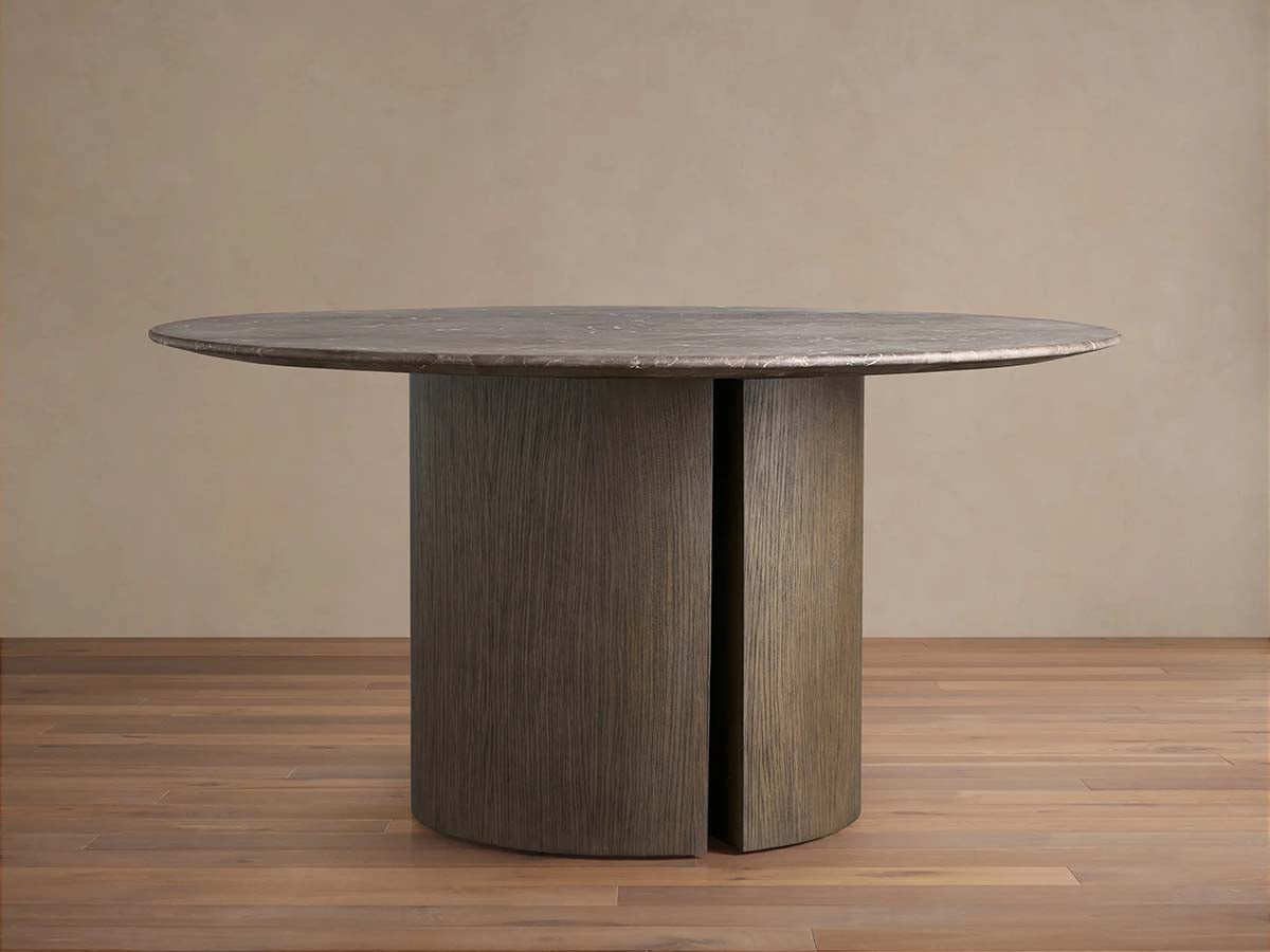 Saint Germain Round Dining Table with Marble Top Wood Dauphine Base