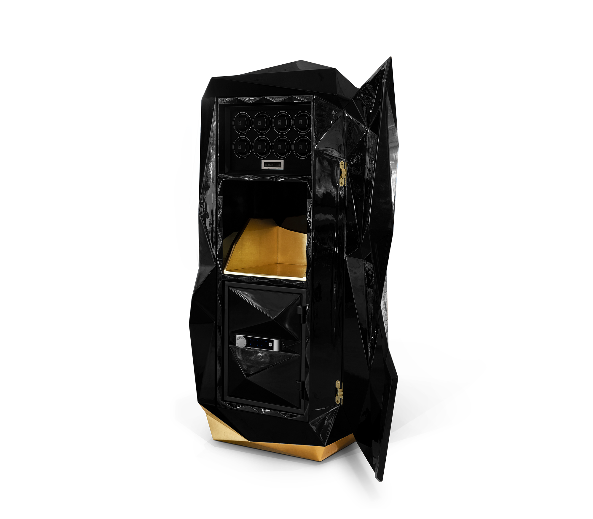 Luxury Diamond Floor Safe with Hidden Watch Winder & Certified High-Security Storage System