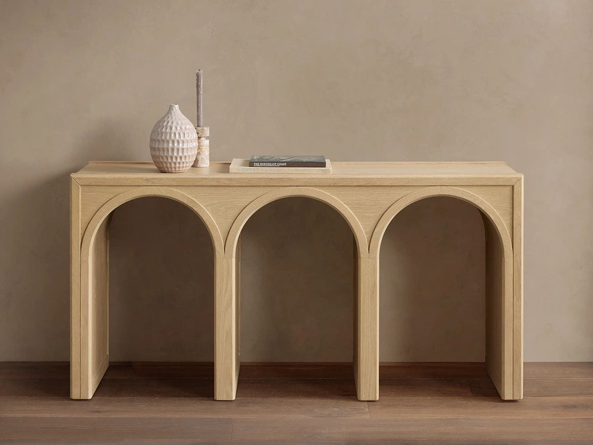 Console d'entrée Hattie en chêne massif, style rustique