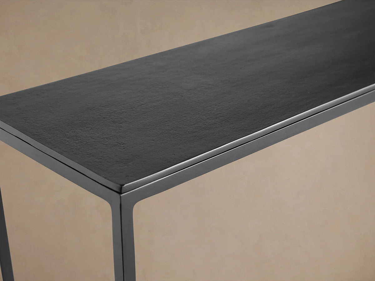 Console d'entrée Kavali Slim en métal, cadre en fer massif, surface en aluminium, table de couloir