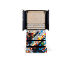 Luxury Walnut Curio Cabinet with Pixel-Inspired Design & Hidden Storage