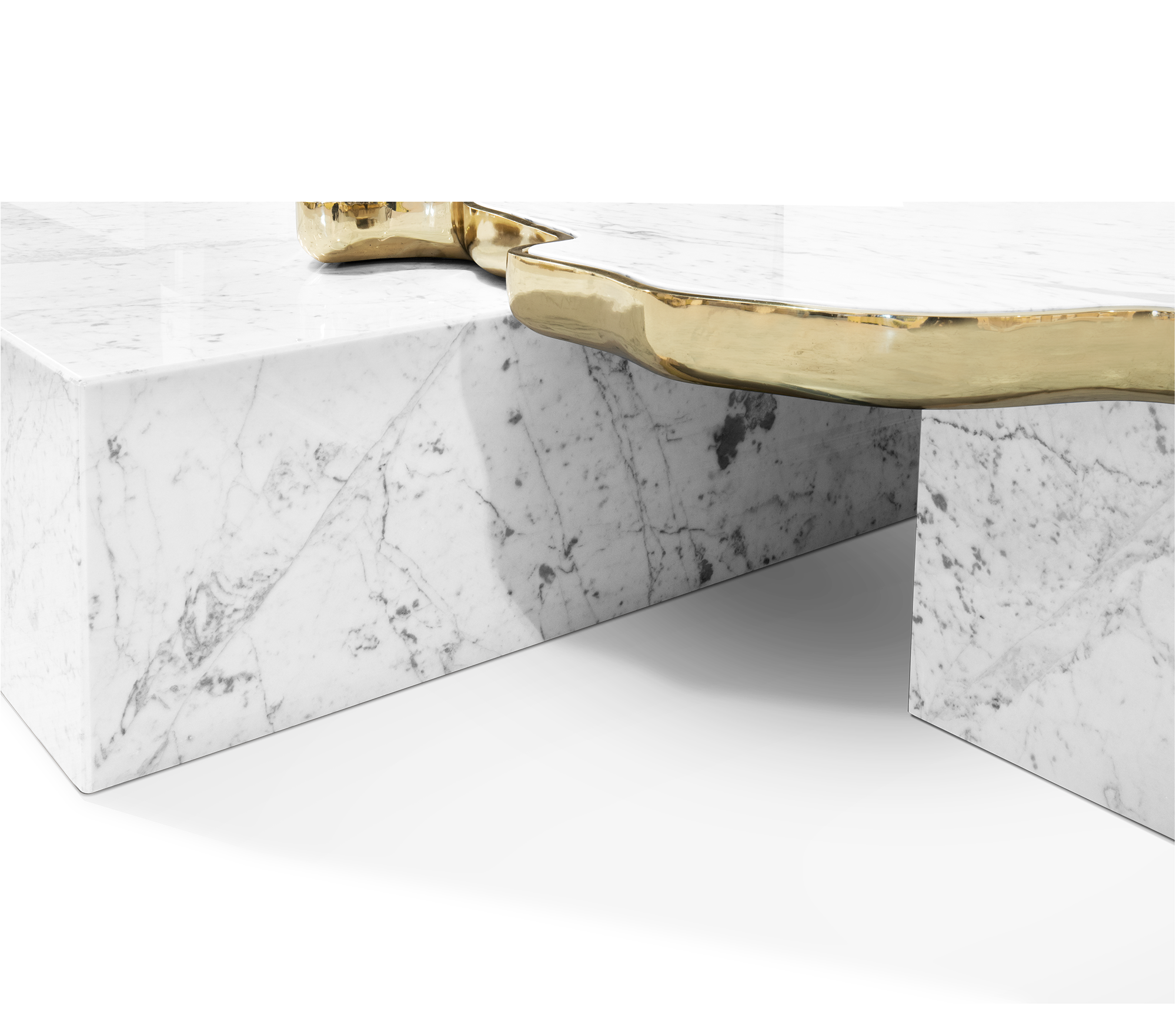 Luxury Black & White Coffee Table with Sculptural Design & High Gloss Finish