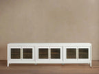 Rowan Wood TV Stand Unit Sideboard with Reeded Glass Doors Entrance Cabinet Modern Modular Media Console Storage Cabinet
