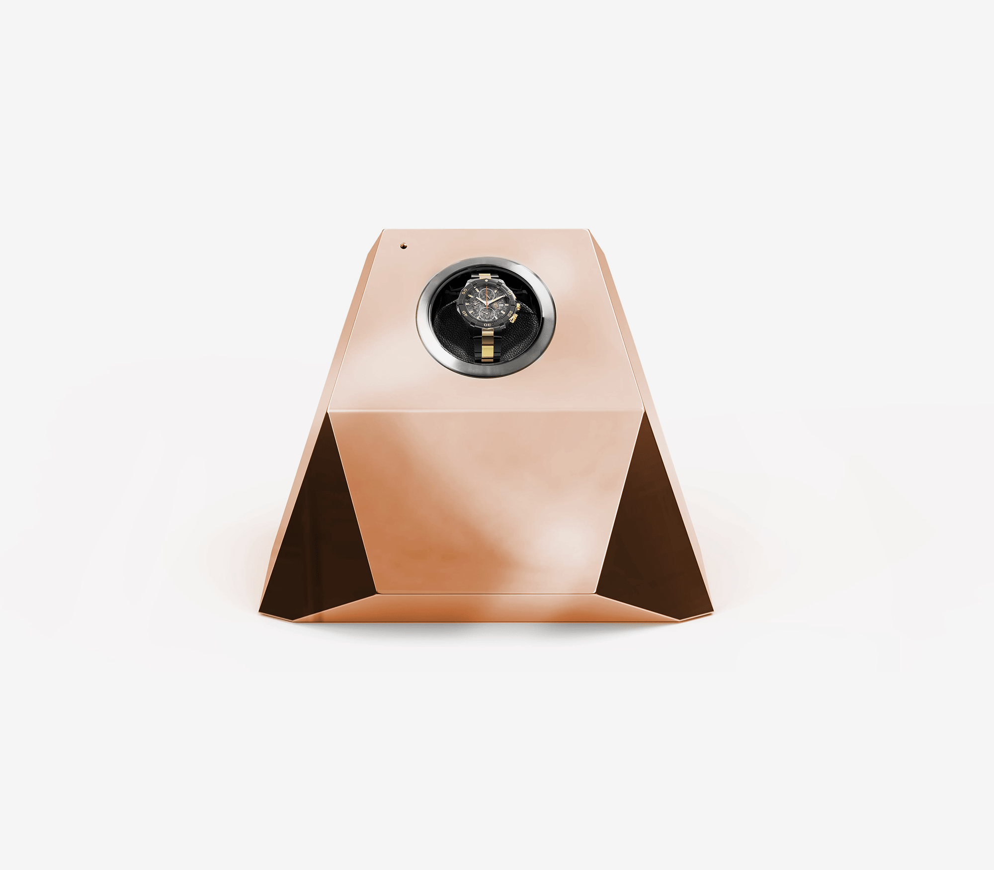Luxury Diamond Watch Winder with Sculptural Faceted Design & Premium Single Rotor System