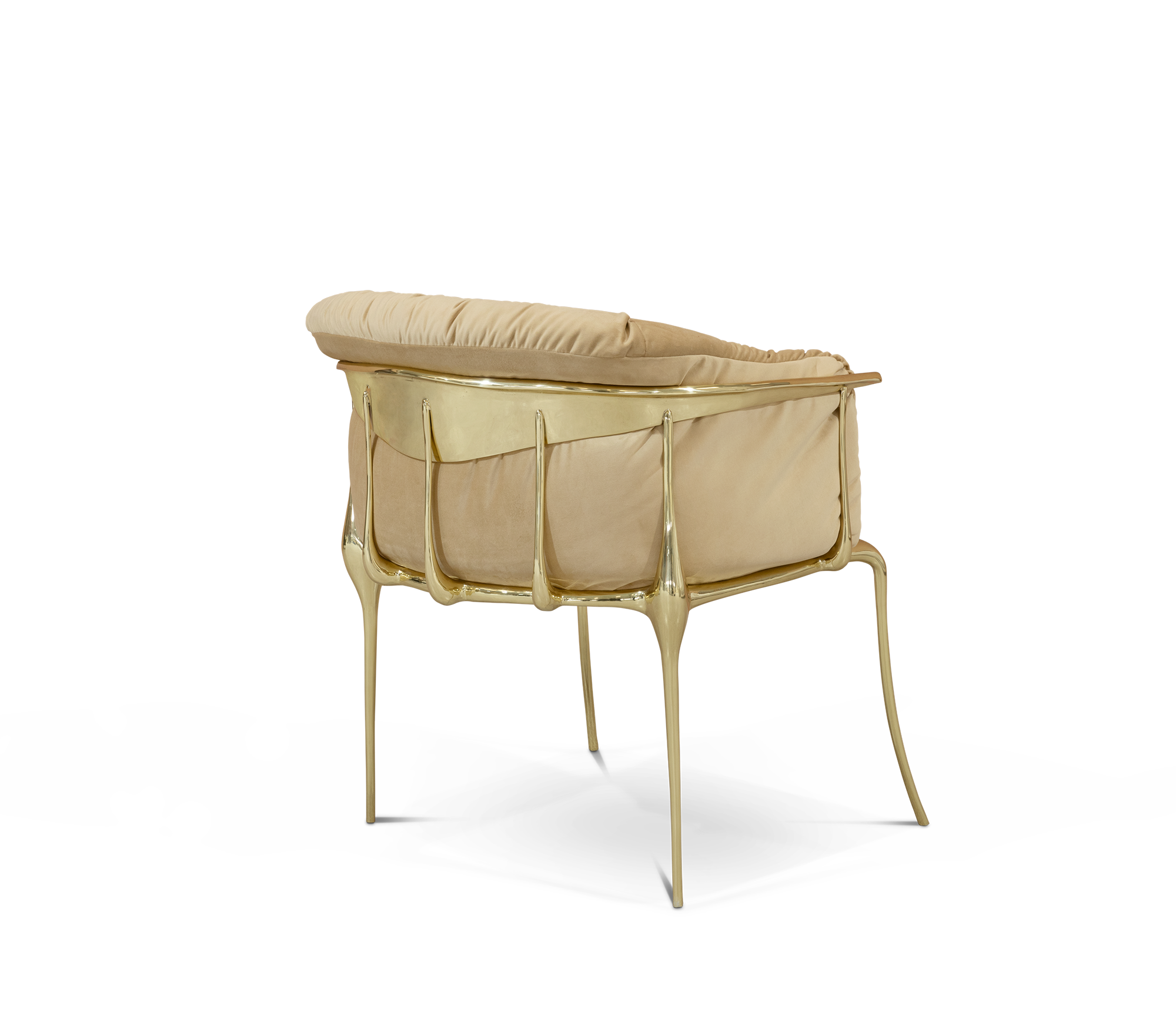 Luxury Surrealist Armchair with Gold-Plated Brass Frame, Velvet Seat & Sculptural Design