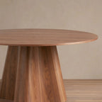 Cortina Wood Round Dining Table Sculptural Wave Base in American Walnut with Romania Style