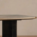 Polanco Wood Rectangular Dining Table with Steel Panels Base