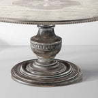 Florence Round Poplar Wood Dining Table with Hand-Painted Center Floral Bell’Arte