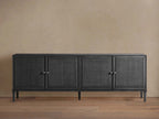 Pearson Mindi TV Stand Woven Cane Cabinet Doors Media Console Entrance Table Wood Sideboard Television Storage Unit Entryways Table