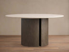 Saint Germain Round Dining Table with Marble Top Wood Dauphine Base