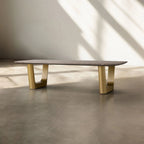 San Germani 72" Coffee Table with Carrara Marble Top Rennes Metal Base
