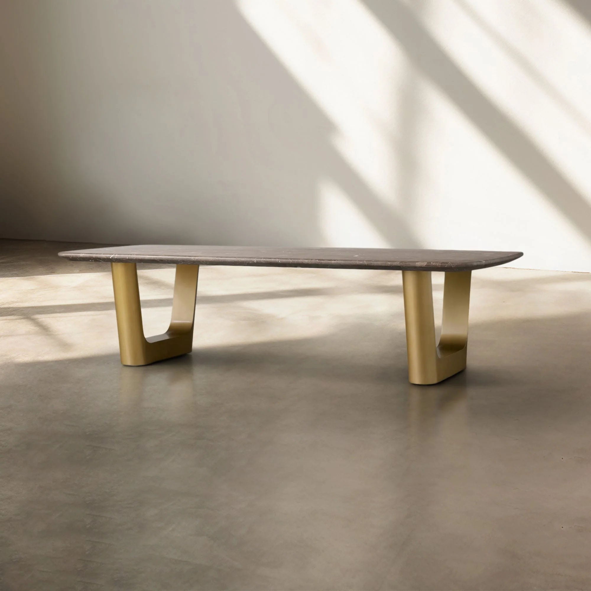 San Germani 72" Coffee Table with Carrara Marble Top Rennes Metal Base
