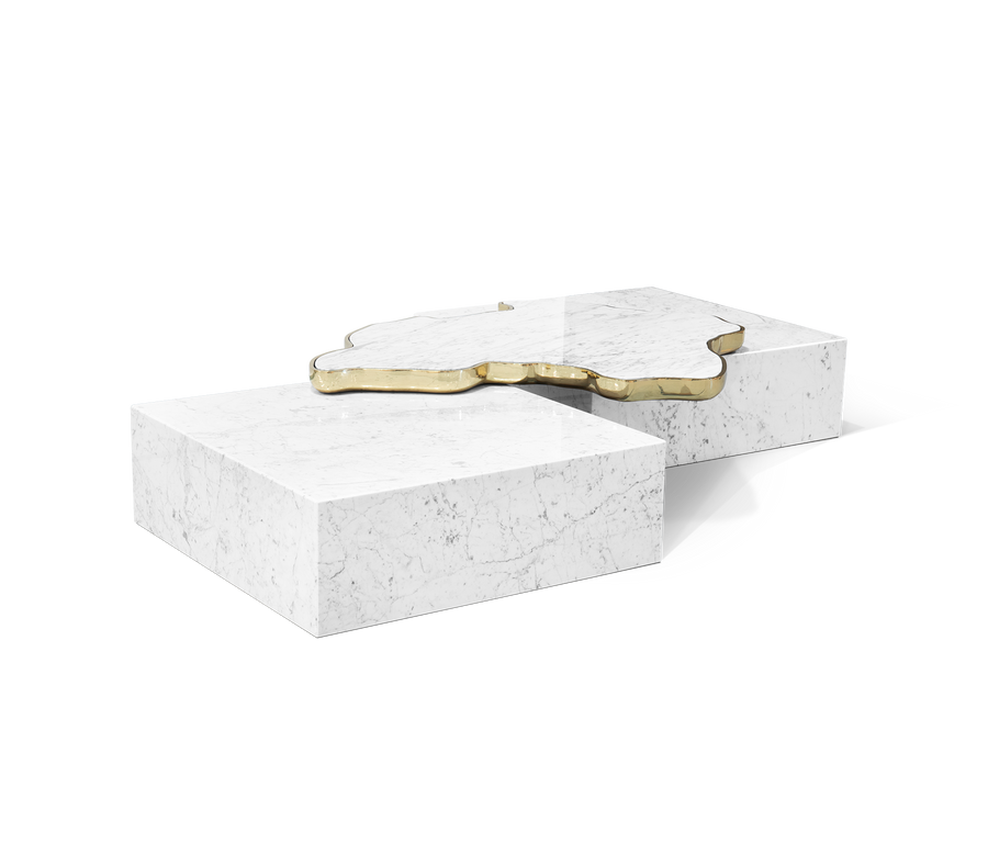 Luxury Black & White Coffee Table with Sculptural Design & High Gloss Finish