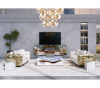 Luxury Carrara Marble Coffee Table with Sculptural Brass Frame & Organic Design