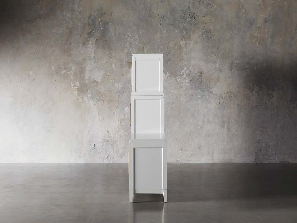 Rowan Modular Wall Unit Storage System Wood Tall Display Cabinet with Reeded Glass Doors
