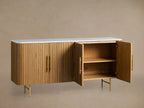 Finnley Wood Sideboard Marble Countertop Buffet Storage Rural Entryways Cabinet