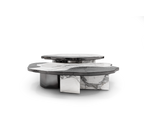 Luxury Calacatta Marble Coffee Table with Black Sculptural Base & Modern Design