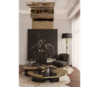 Luxury Calacatta Marble Coffee Table with Black Sculptural Base & Modern Design