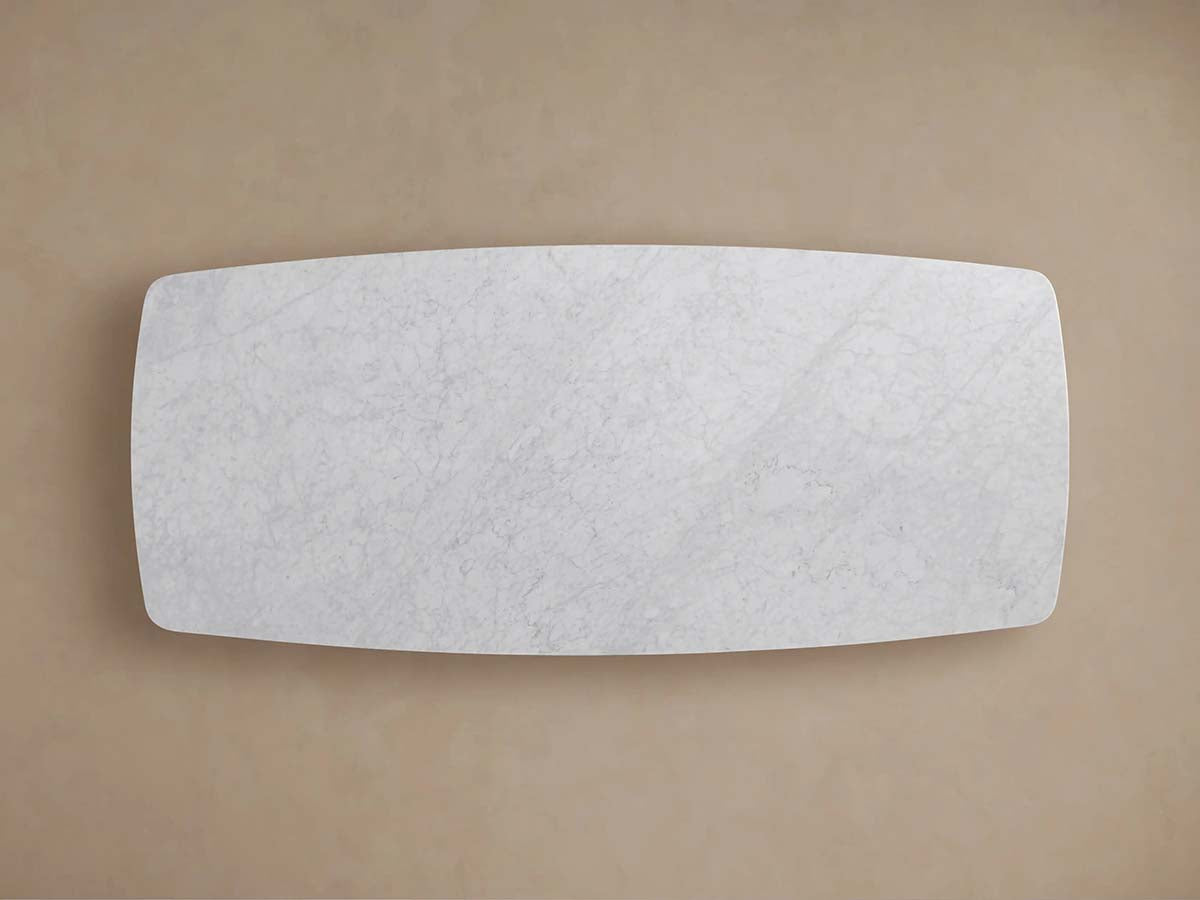 Saint Germain Stone Dining Table with Natural Stone Marble Wood Toulouse Base