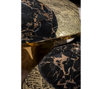 Luxury Calacatta Marble Coffee Table with Black Sculptural Base & Modern Design