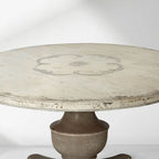 Hand-Painted Floral in Italy Poplar Wood Dining Table Biancca Center Scroll Bell’Arte Round Dining Table