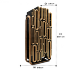 Luxury Bar Cabinet with Brass Tube Design, Glass Shelves & Hidden Storage