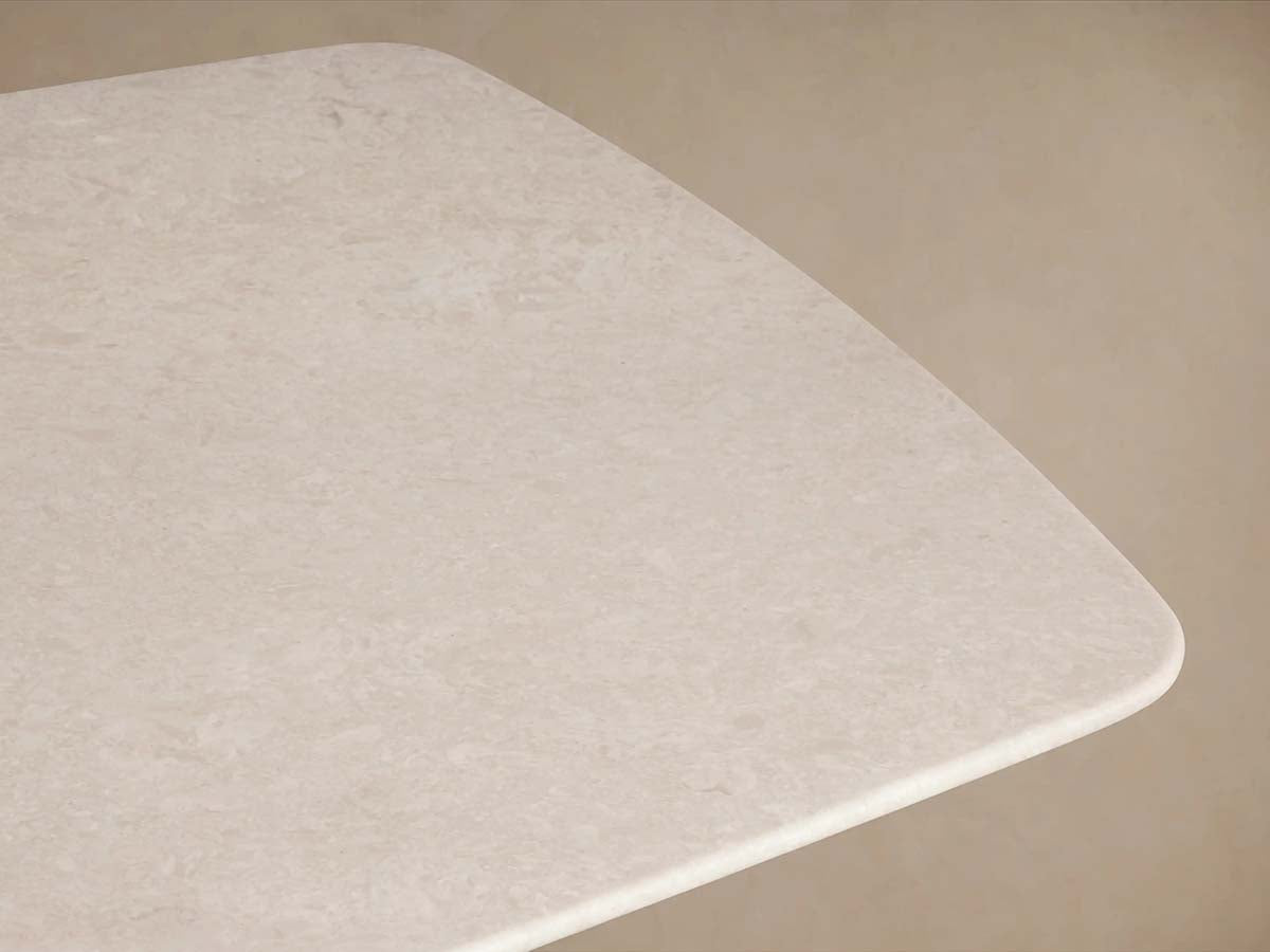 Saint Germain Stone Dining Table with Natural Marble Top Wood Dauphine Base