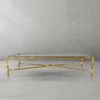 Thaddeus Metal Rectangular Glass Coffee Table Hand-Forged Living Sofa Center Tea Table