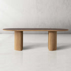 Astor Dining Table with Natural Marble Stone Top & Solid Oak Wood