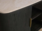 Danny Country Oak Buffet Sideboard Marble Top Media TV Cabinet Wood Entryways Cabinet
